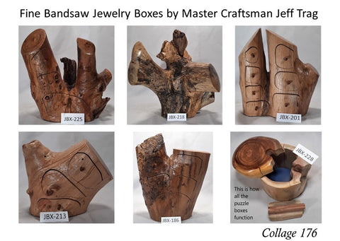Collage 176 Fine Bandsaw Jewelry Boxes by Master Craftsman Jeff Trag