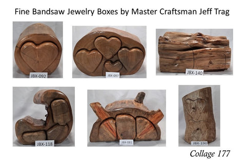 Collage 177 Fine Bandsaw Jewelry Boxes by Master Craftsman Jeff Trag