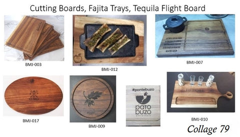 Collage 79 Cutting Boards, Fajita Trays, Tequila Flight New