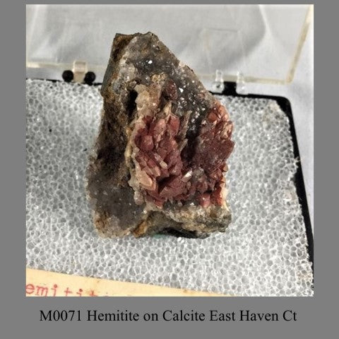 M0071 Hemitite on Calcite East Haven Ct