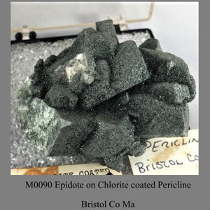 M0090 Epidote on Chlorite coated Pericline bristol Co Ma