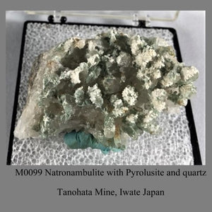 M0099 Natronambulite with Pyrolusite and quartz Tanohata Mine, Iwate Japan