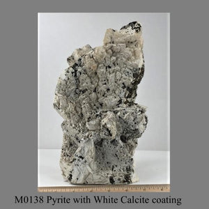 M0138 Pyrite with White Calcite coating