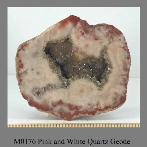 M0176 Pink and White Quartz Geode