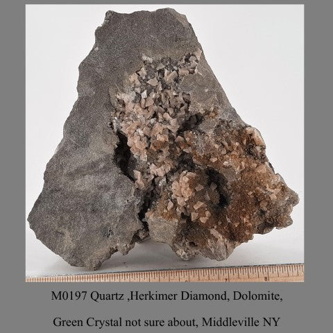 M0197 Quartz ,Herkimer Diamond, Dolomite, Green Crystal not sure about, Middleville NY