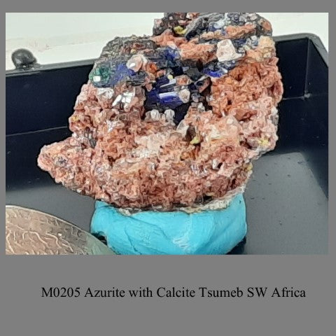 M0205 Azurite with Calcite Tsumeb SW Africa