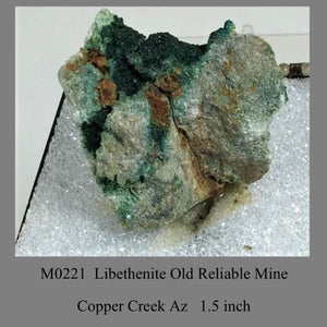 M0221 Libethenite  1.5 inch Old Reliable Mine Copper Creek Az