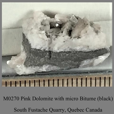 M0270 Pink Dolomite with micro Bitume (black) South Fustache Quarry, Quebec Canada