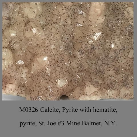 M0326 Calcite, Barite with hematite, pyrite, St. Joe #3 Mine Balmet, N.Y.