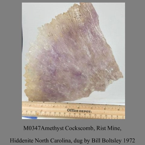 M0347 Amethyst Cockscomb, Rist Mine, Hiddenite North Carolina, dug by Bill Boltsley 1972