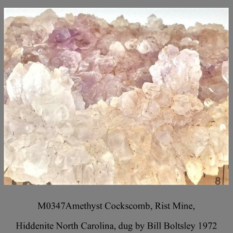M0347 Amethyst Cockscomb, Rist Mine, Hiddenite North Carolina, dug by Bill Boltsley 1972