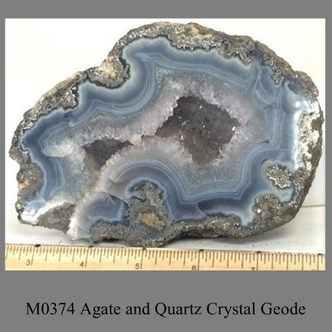 M0374 Agate and Quartz Crystal Geode