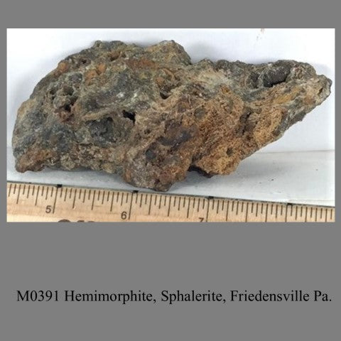 M0391 Hemimorphite, Sphalerite, Friedensville Pa.