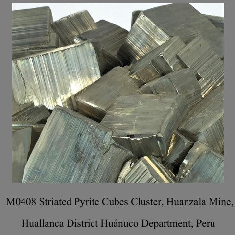 M0408 Striated Pyrite Cube & Sphalerite Crystal Cluster, Huanzala Mine, Huallanca District Huánuco Department, Peru