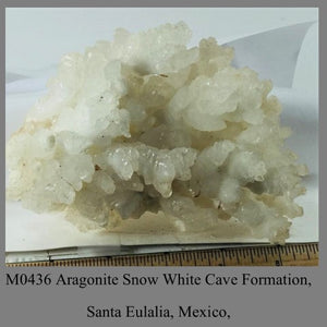 M0436 Aragonite Snow White Cave Formation Mineral, Santa Eulalia, Mexico,