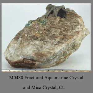 M0480 Fractured Aquamarine Crystal and Mica Crystal, Ct.