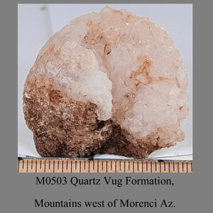 M0503 Quartz Vug Formation, Mountains west of Morenci Az.