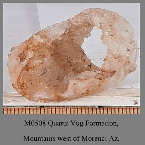 M0508 Quartz Vug Formation, Mountains west of Morenci Az.