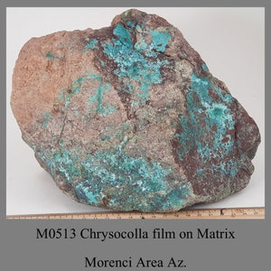 M0513 Chrysocolla film on Matrix Morenci Area Az.