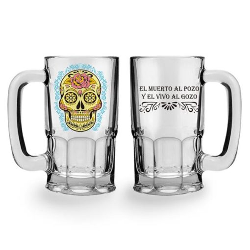 Calaca beer mug transparent mustaches