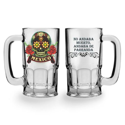 Calaca beer mug transparent roses