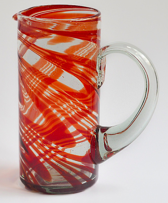 BGX-602 Cylindrical Pitcher Glass with Colored Swirl